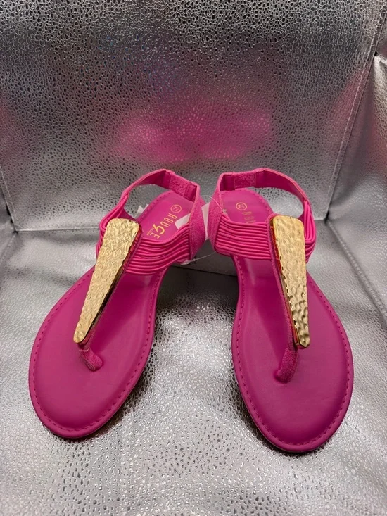 HOT PINK with Gold Women’s Sandals Size 7.5 - Picture 4 of 8